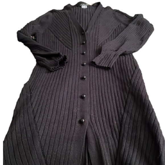 Venus size  small Black ribbed sweater dress or cardigan - Picture 2 of 12
